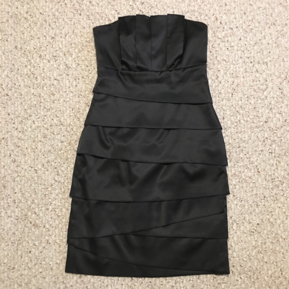 White House Black Market Satin Strapless Dress LBD